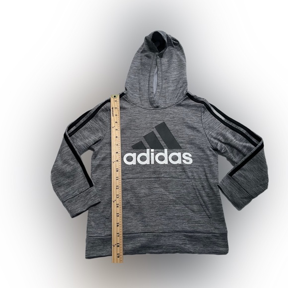 Adidas Boy’s Long Sleeve Hooded Pullover Grey Black Size:7 - Picture 3 of 5
